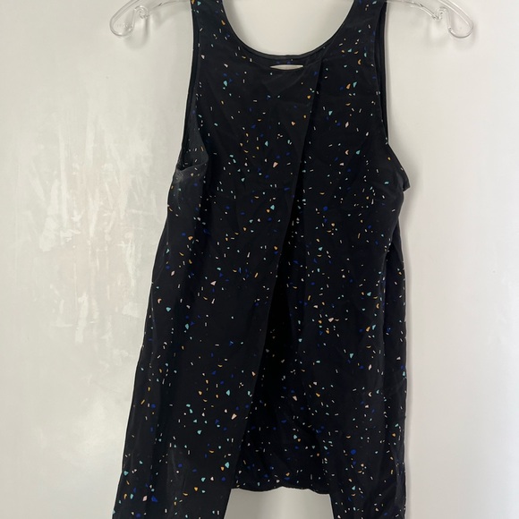 Aritzia Wilfred Black Confetti Speck Split Back Silk Tank Top XS - Picture 3 of 4